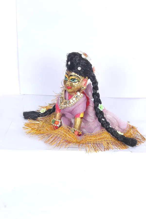 Black_Radha_Rani_Hair_Wig_With_2_Choti_(5_6_&_7_Inch)_With_Handmade_Flower_&_Stone_Work_Decorative_Designer_Choti_For_Devi_Maa_Suitable_For_2_To_6_No._Head_Sizes_Free_Seva_Ittar_Worth_(3_No.(6_Inch))_For_Women