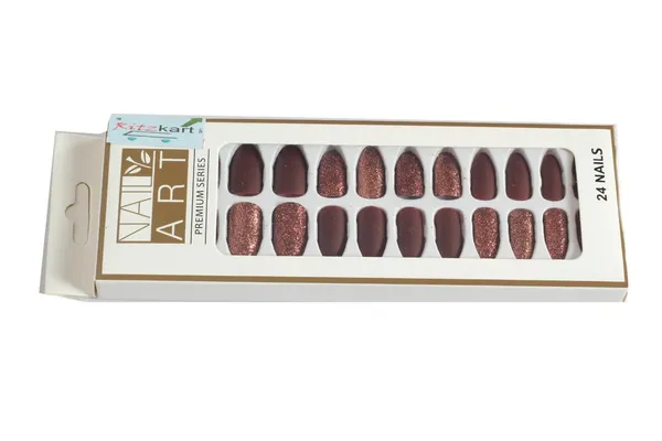 Brown_Fake_Nails_false_Nails_Stick_On_Kit_Korean_Nail_Art_Extension_With_Glitter_Tips_Classy_Press_On_Nails_Sparkle_Designs_Nail_Polish_Set_For_Women_(Set_Of_24_Pcs)