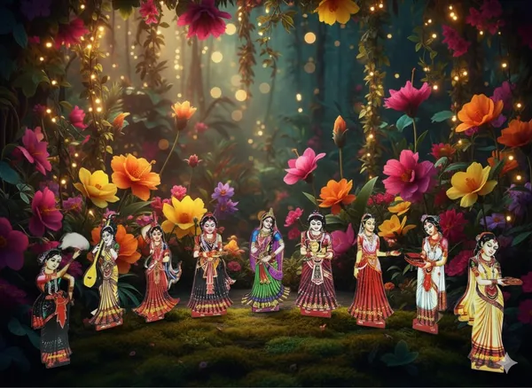 Wooden_Radha_Rani_and_Gopi_Idol_Set