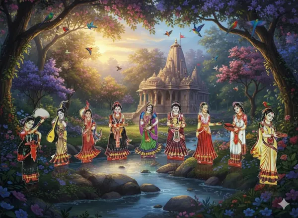 Wooden_Radha_Rani_and_Gopi_Idol_Set