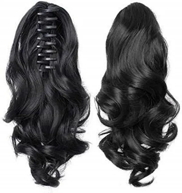 Black_Claw_Hair_Extension_12_Inch_Short_Synthetic_Wavy_Ponytail_Hair_Extension_For_Curly_Hair_Ponytail_With_Secure_Clip_Claw_Natural-Looking_Long_Hairpiece_For_Easy_Styling_(1B)_For_Women