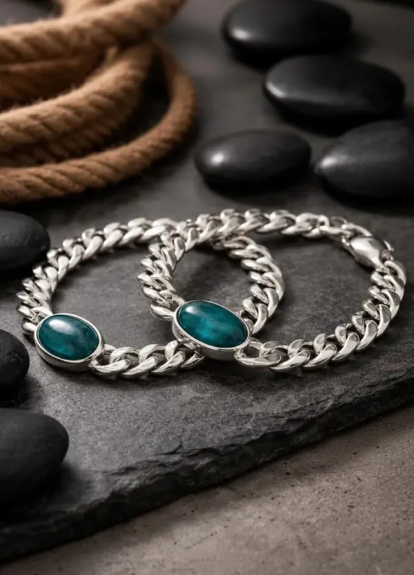 White_Brass_Real_Silver_Plated_Bracelet_For_Men_(Pack_Of_2)