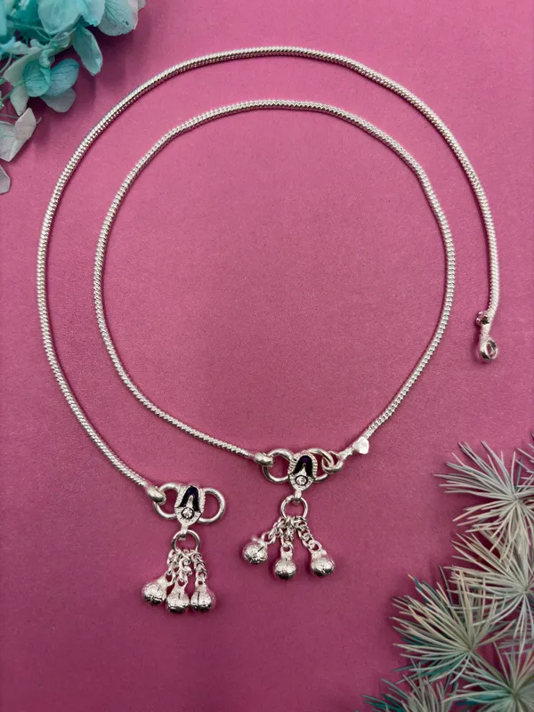 White_Brass_Real_Silver_Plated_Anklet_For_Women