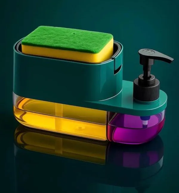 Multicolor_Plastic_2-In-1_Liquid_Soap_Dispenser_With_Sponge_Holder_|_Kitchen_Dish_Wash_Pump_Dispenser_|_Detergent_Container_With_Scrubber_Stand_|_Leak-Proof_Kitchen_Organizer