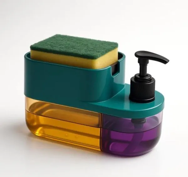 Multicolor_Plastic_2-In-1_Liquid_Soap_Dispenser_With_Sponge_Holder_|_Kitchen_Dish_Wash_Pump_Dispenser_|_Detergent_Container_With_Scrubber_Stand_|_Leak-Proof_Kitchen_Organizer