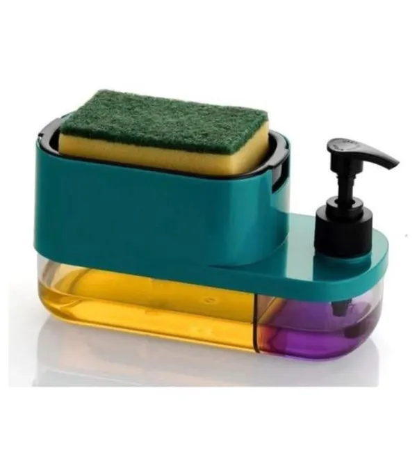 Multicolor_Plastic_2-In-1_Liquid_Soap_Dispenser_With_Sponge_Holder_|_Kitchen_Dish_Wash_Pump_Dispenser_|_Detergent_Container_With_Scrubber_Stand_|_Leak-Proof_Kitchen_Organizer
