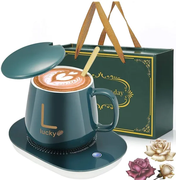 Electric_Mug_Warmer_with_Ceramic_Coffee_Mug_Set_|_Smart_Thermostatic_Cup_Warmer_Pad_|_Auto_Temperature_Control_Heating_Plate_|_Office_Desk_Tea_Coffee_Heater_with_Lid_&_Spoon_(Green)