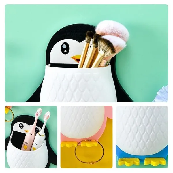 Multicolor_Plastic_And_Silicon_Penguin_Cute_Wall_Organiser_Holder