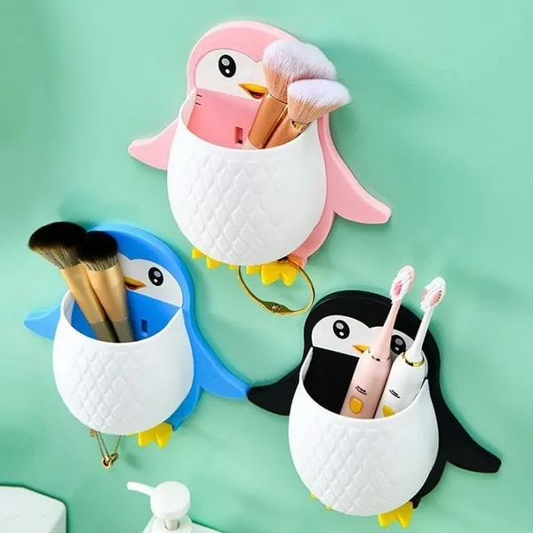 Multicolor_Plastic_And_Silicon_Penguin_Cute_Wall_Organiser_Holder