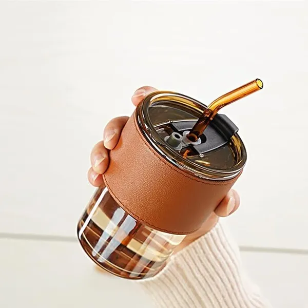 Brown_Glass,_Leather,_Plastic_Cup_For_Kitchen