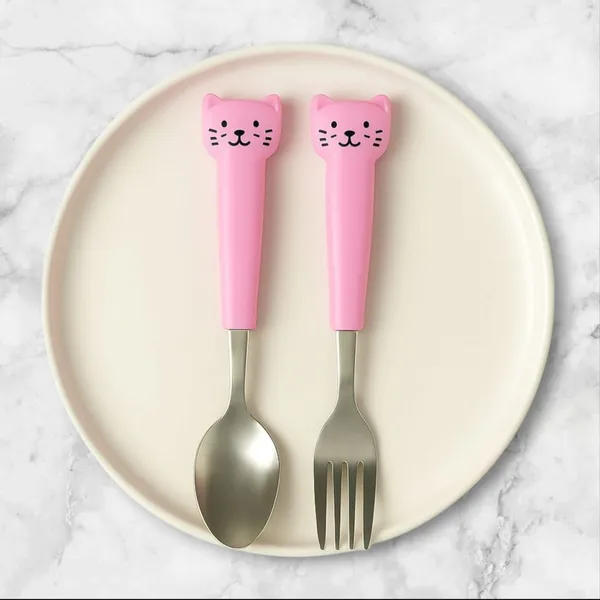 Multicolor_Stainless_Steel_Cutlery_Set_With_Cat_Design_Fork_And_Spoon_For_Kids_Pack_Of_2