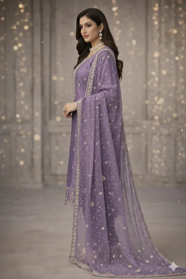 Purple_Gabardine_Silk_Unstitched_Suit_For_Women