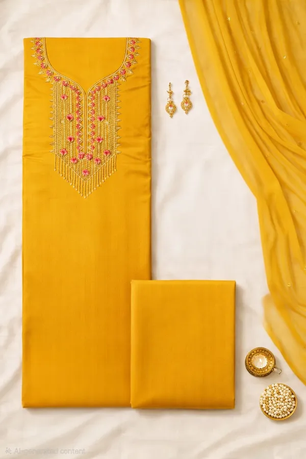 Yellow_Crepe_Unstitched_Suit_For_Women