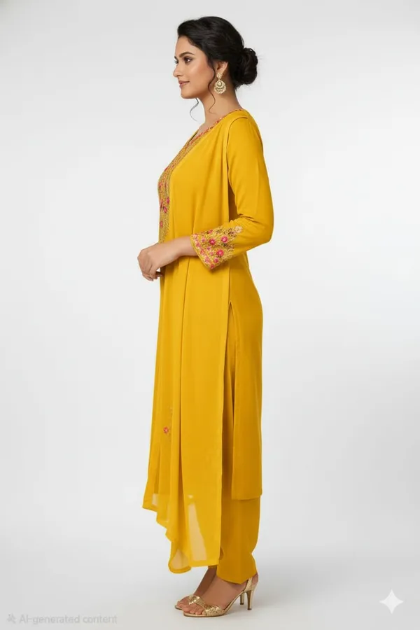 Yellow_Crepe_Unstitched_Suit_For_Women