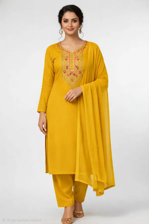 Yellow_Crepe_Unstitched_Suit_For_Women