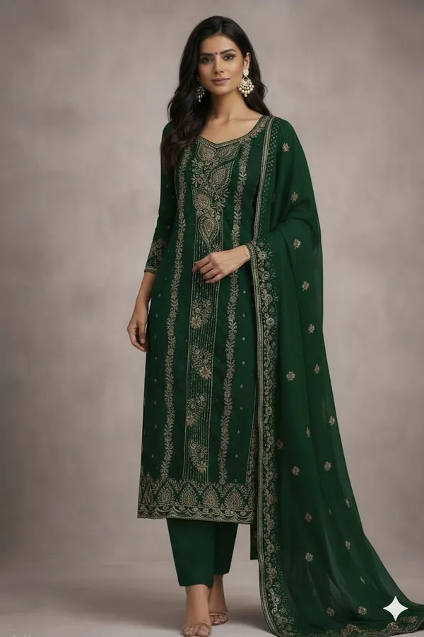 Green_Georgette_Unstitched_Suit_For_Women