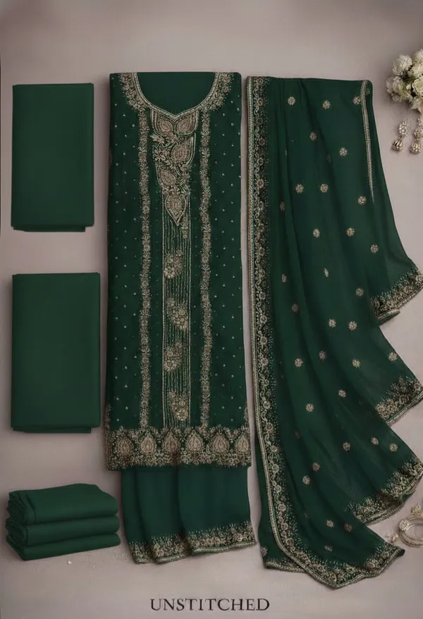 Green_Georgette_Unstitched_Suit_For_Women