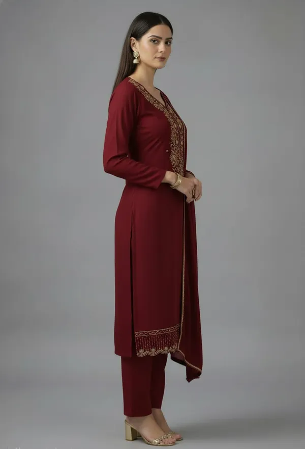 Wine_Red_Georgette_Unstitched_Suit_For_Women