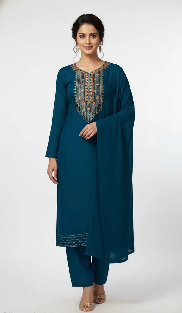 Blue_Crepe_Unstitched_Suit_For_Women