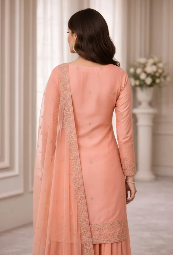 Peach_Georgette_Unstitched_Suit_For_Women