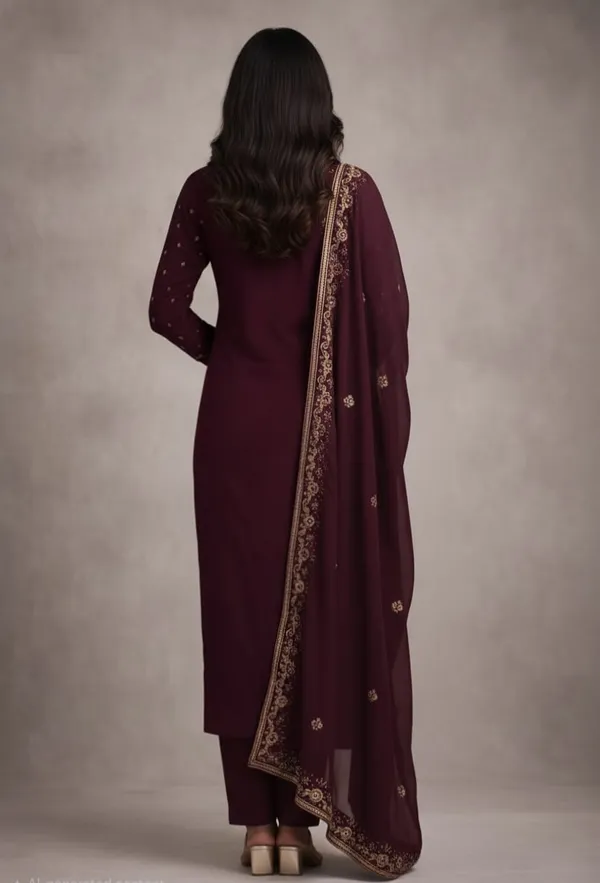 Maroon_Georgette_Unstitched_Suit_For_Women