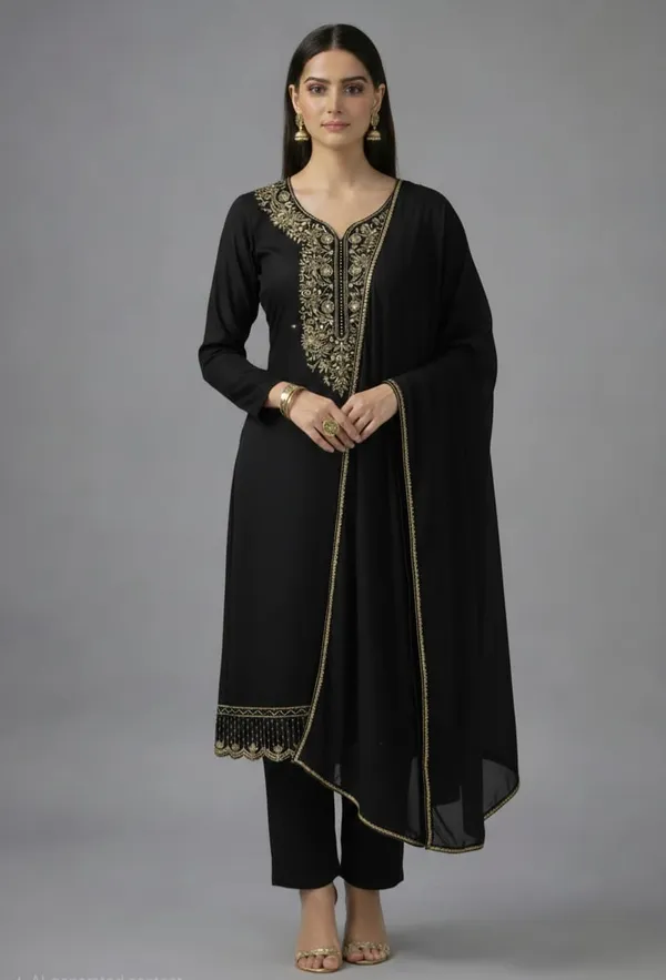 Black_Georgette_Unstitched_Suit_For_Women