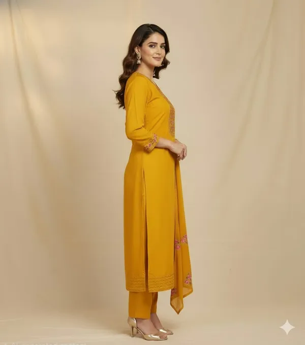 Yellow_Crepe_Unstitched_Suit_For_Women