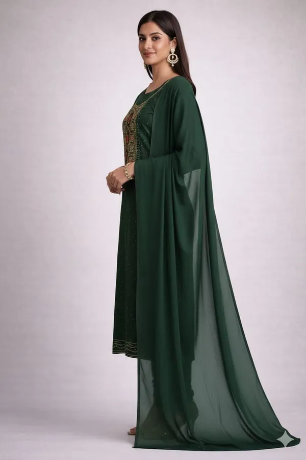 Green_Cotton_Unstitched_Suit_For_Women