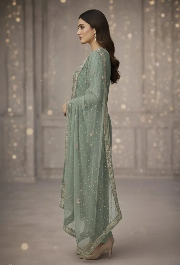 Green_Gabardine_Silk_Unstitched_Suit_For_Women