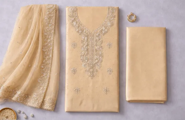 Cream_Georgette_Unstitched_Suit_For_Women