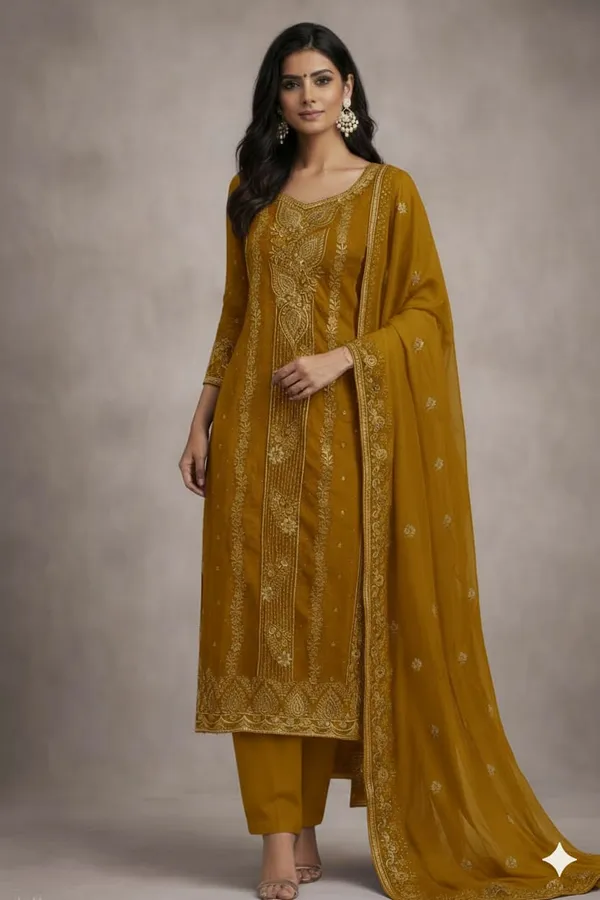 Mustard_Georgette_Unstitched_Suit_For_Women
