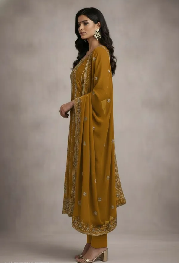 Mustard_Georgette_Unstitched_Suit_For_Women