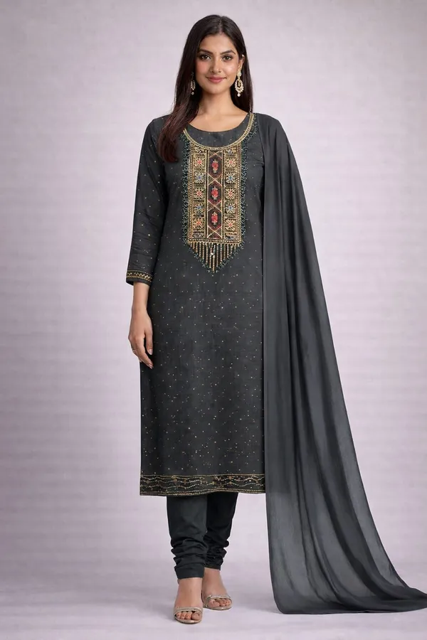 Black_Cotton_Unstitched_Suit_For_Women