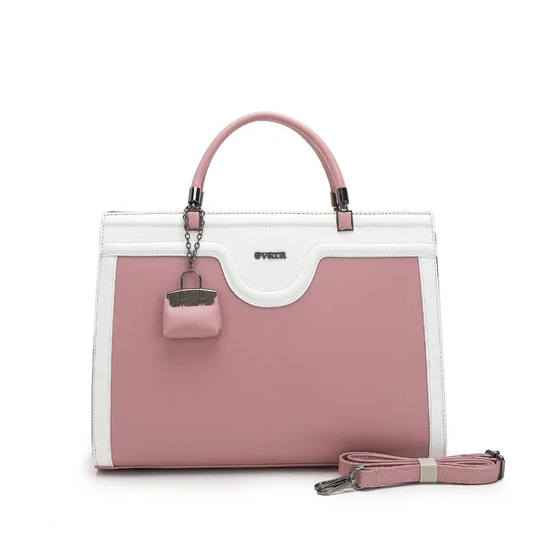 Pink_And_White_Structured_Handbag_With_Shoulder_Strap