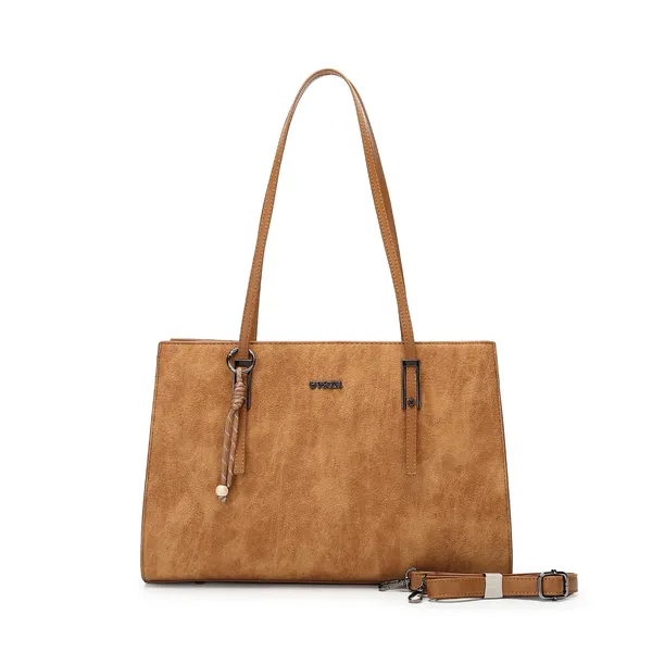Brown_Textured_Tote_Handbag_With_Detachable_Strap