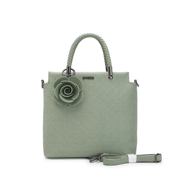 Green_Patterned_Tote_Handbag_With_Shoulder_Strap