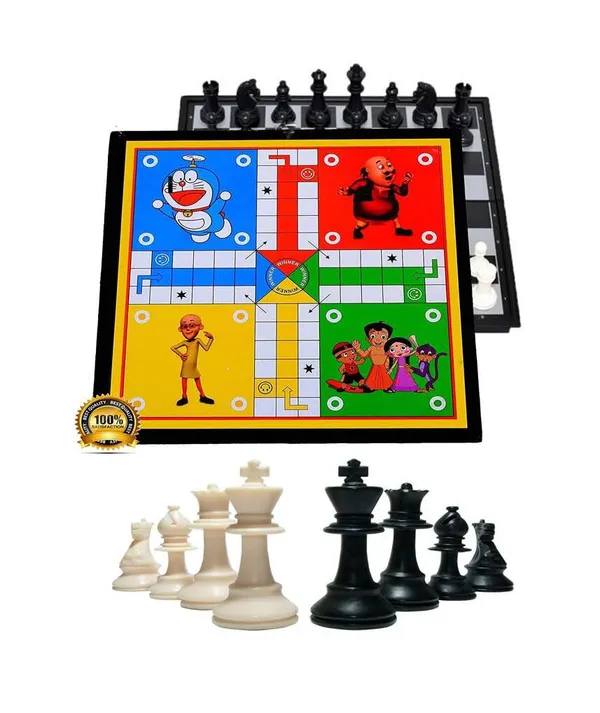Combo_Of_Woonden_Ludo_+_Chess_+_Snake_&_Ladders_With_1_Set_Of_Ludo_Coins_1_Set_Of_Chessmen_Coins_3_In_1_Board_Game_Strategy_&_War_Game_Indoor_Game_Party_&_Fun_Games_Board_Game