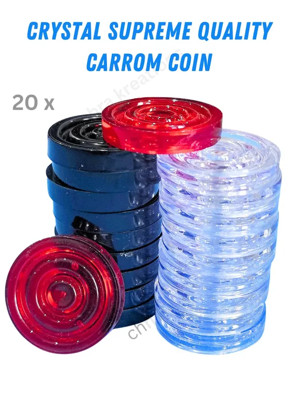 Carrom_Board_Coin_High_Class_Transparent_Plastic/Acrylic_Carrom_Coins_-_Pack_Of_20_Coins_With_Free_1_Striker