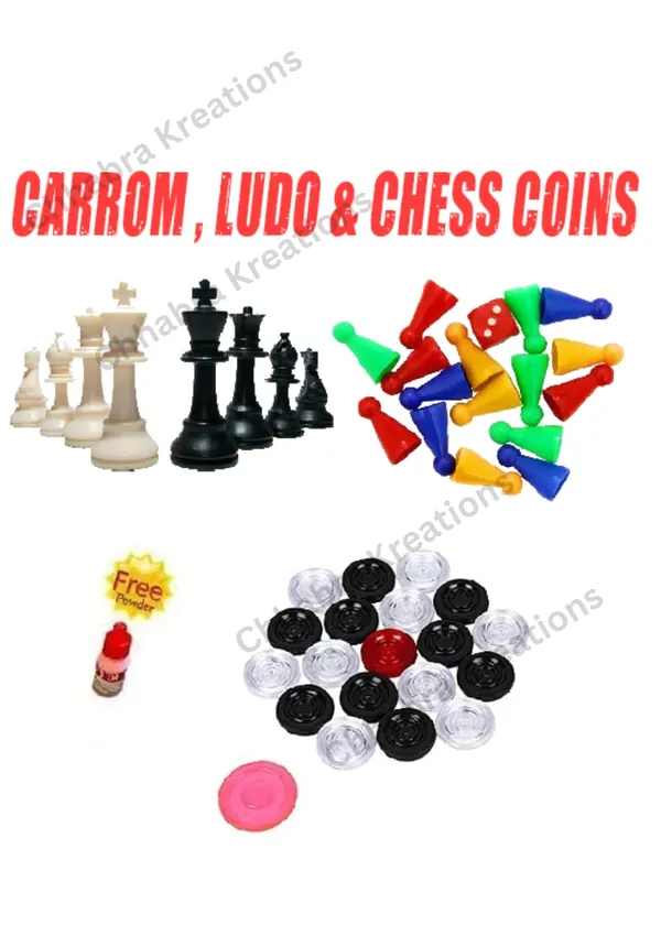 Ludo,_Chess_Goti_With_Dice,_Acrylic_Carrom_Coin_With_Striker_And_Powder