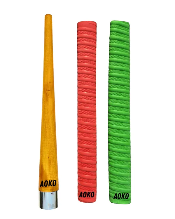 Soft_Comfortable_2_Rubber_Grips_For_Better_Shock_Absorption_1_Gripper_Cone_For_Cricket_Bat_Handle_Accessories_(Pack_Of_3)_(Red_&_Green)