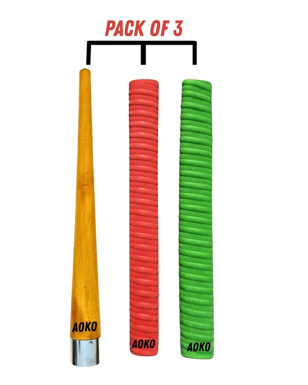 Soft_Comfortable_2_Rubber_Grips_For_Better_Shock_Absorption_1_Gripper_Cone_For_Cricket_Bat_Handle_Accessories_(Pack_Of_3)_(Red_&_Green)