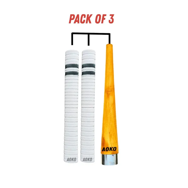 Cricket_Bat_Handle_Rubber_2_Grips_For_Enhanced_Performance_With_Better_Shock_Absorption_And_1_Wooden_Gripper_Cone_(Pack_Of_3)