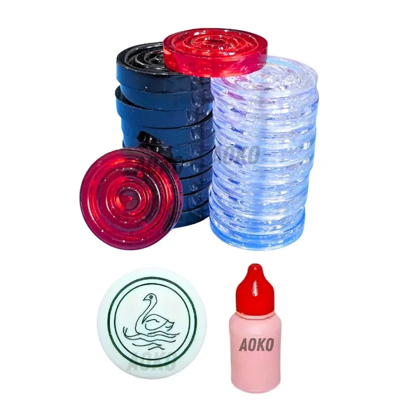20_Crystal_Carrom_Coin_With_1_Premium_Striker_And_1,_5Gm_Disco_Carrom_Powder_Carrom_Pawns_(Pack_Of_20)