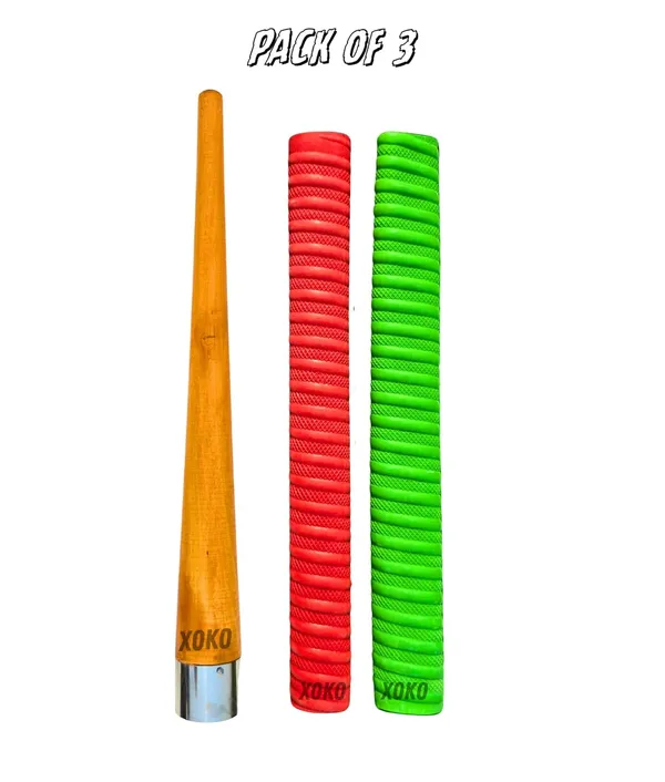 Soft_Comfortable_2_Rubber_Grips_For_Better_Shock_Absorption_1_Gripper_Cone_For_Cricket_Bat_Handle_Accessories_(Pack_Of_3)_(Red_&_Green)