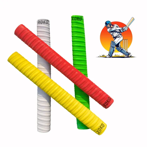Soft_Comfortable_2_Rubber_Grips_For_Better_Shock_Absorption_1_Gripper_Cone_For_Cricket_Bat_Handle_Accessories_(Pack_Of_3)_(Red_&_Green)
