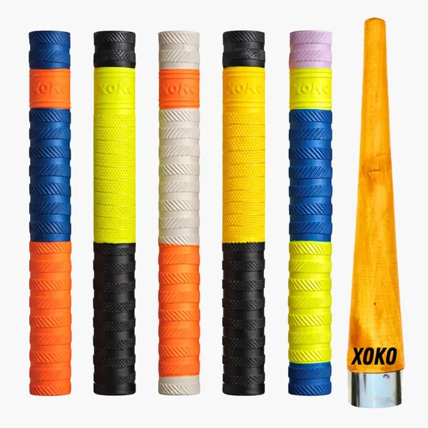 Premium_Cricket_Bat_Handle_Rubber_5_Grips_For_Enhanced_Performance_With_Better_Shock_Absorption_And_1_Wooden_Gripper_Cone_(Pack_Of_6)