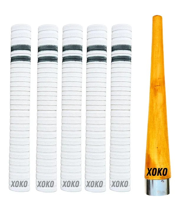 Cricket_Bat_Handle_Rubber_5_Grips_For_Enhanced_Performance_With_Better_Shock_Absorption_And_1_Wooden_Gripper_Cone_(Pack_Of_6)