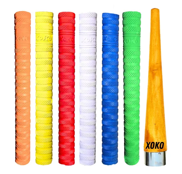 Cricket_Bat_Grip,_Textured_Pattern,_6_Colours_Available_With_Wooden_Cone