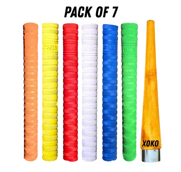 Cricket_Bat_Grip,_Textured_Pattern,_6_Colours_Available_With_Wooden_Cone