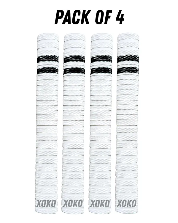 Cricket_Bat_Handle_Grips,_White_With_Black_Stripes,_Enhanced_Performance,_Shock_Absorbing_(White_Pack_Of_4)